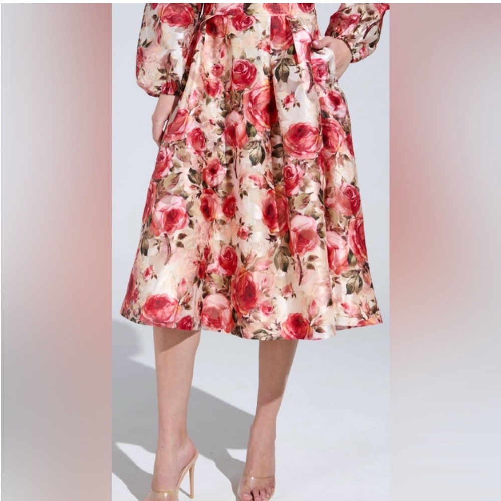 AKIRA Floral Elegance Satin Midi Skirt